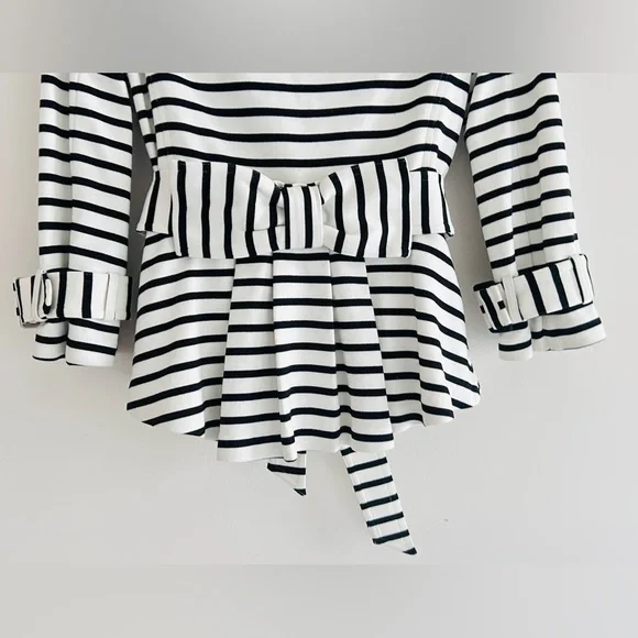 Kate Spade New York | Start A New Chapter Striped Jacket Size XS White Black - Picture 7 of 12